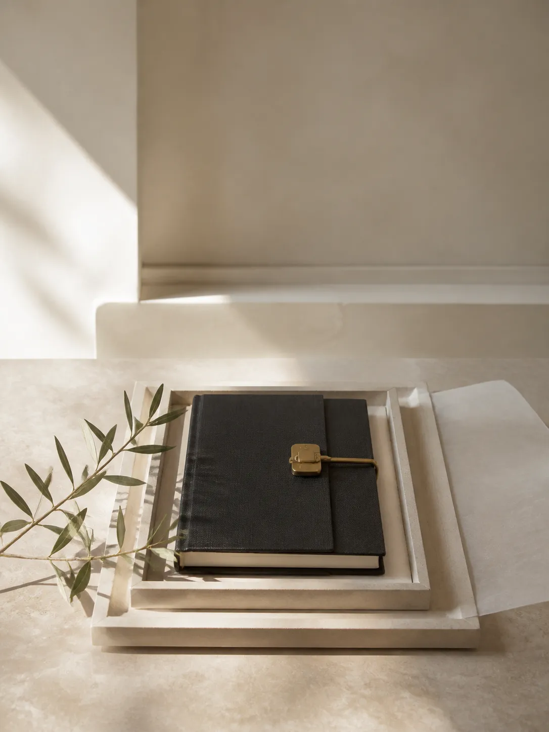 Secured deed folio nested within structured stone frames